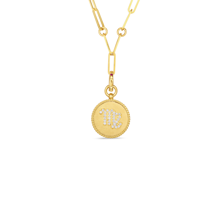 Roberto Coin Venetian Princess Yellow Gold and Diamond Virgo Medallion